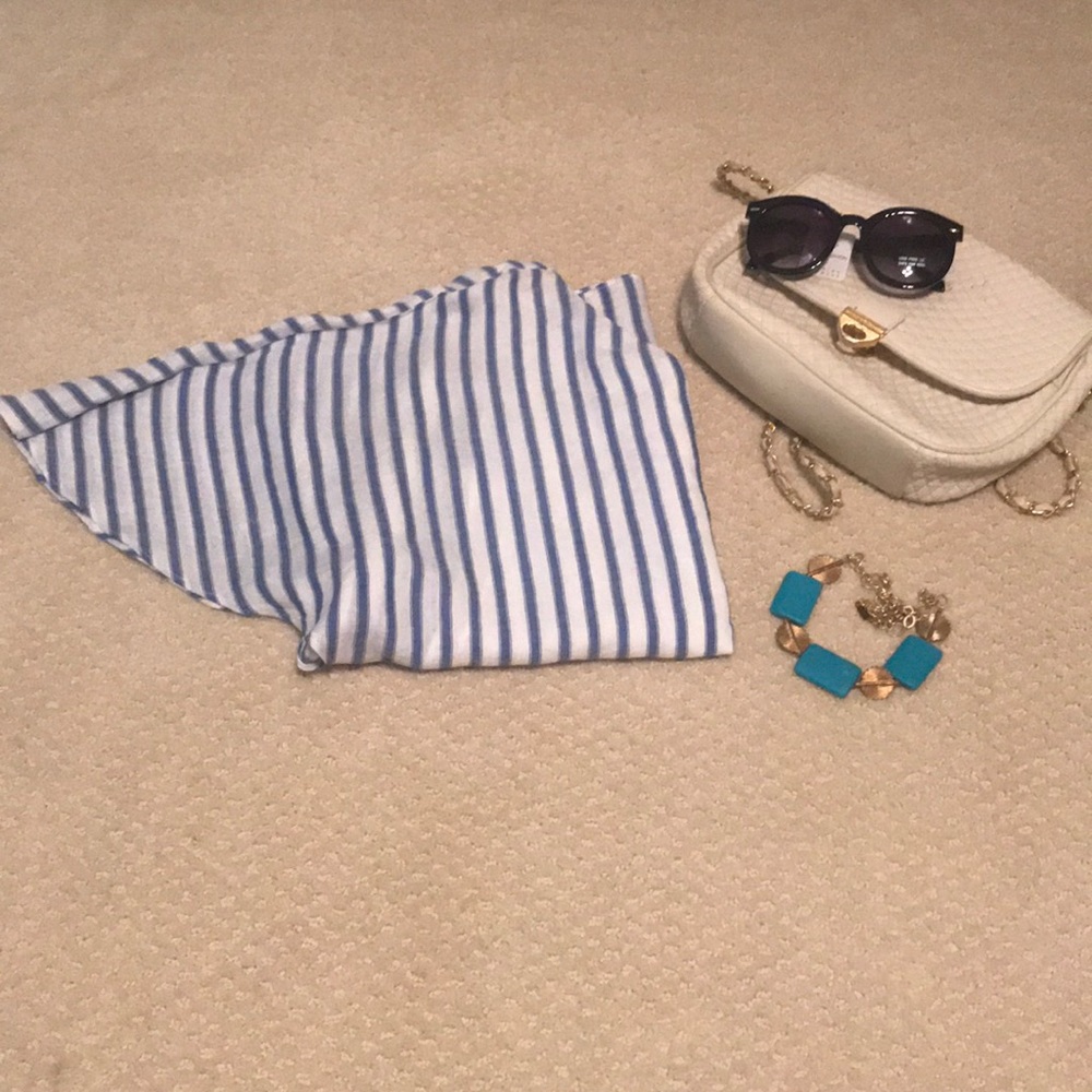 Cold shoulder navy stripe top